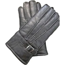 Harssidanzar Men's Winter Leather Gloves Deerskin Gloves Soft Sheepskin SzM