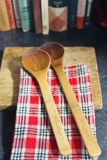 2 Vintage Pampered Chef Spoons 12” Wooden Bamboo Spoons Set  Seasoned
