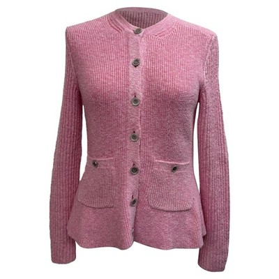 Chanel Strick Cardigan mit Knopfleiste In Cupro Damen Rosa Größe 36