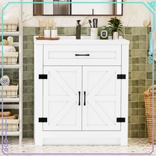 24/31Inch Bathroom Vanity with Ceramic Sink Modern Vanity Storage Cabinet New