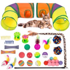 Retro Shaw 33 Pack Cat Tunnel Toy Set for Large, Large cat tunnel toy set