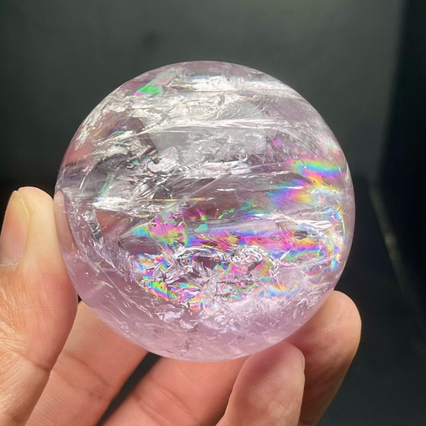 260G Top Natural Amethyst Quartz Ball Crystal Sphere Reiki Healing 58mm