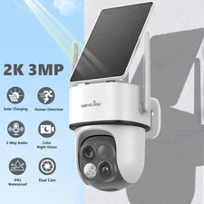 Wansview Solar Security Cameras Wireless Outdoor, Dual Cam for Home 360°Pan&Tilt