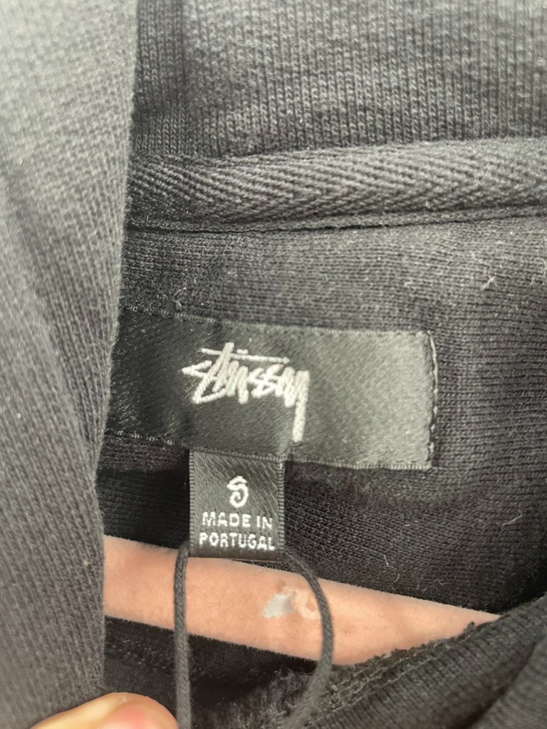 NWT Stussy Contrast Stitch Label Hoodie Men's Small Black Long Sleeve Drawstring thumbnail 6