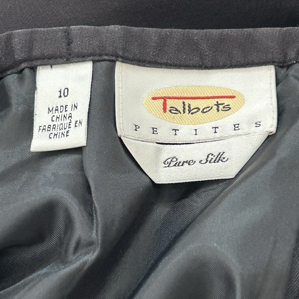 Vintage Talbots Silk Skirt Womens 10P Petites Black Lined Evening Pencil Maxi - Image 2 of 4