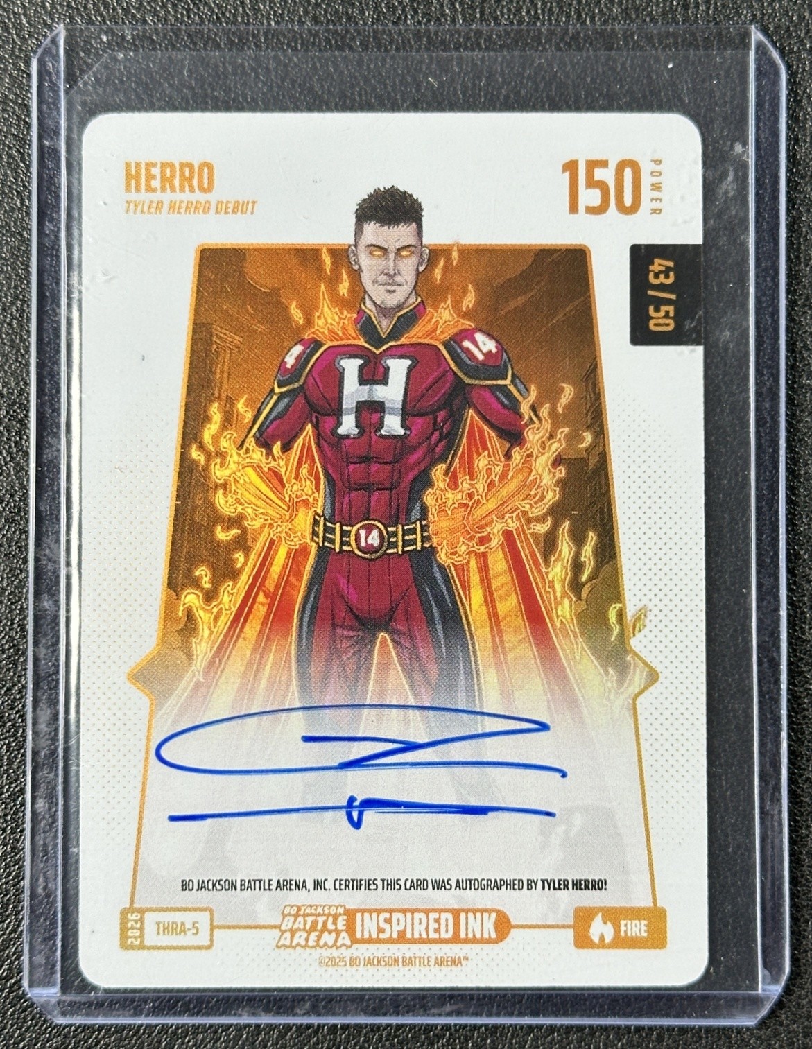 TYLER HERRO DEBUT 2025 BO JACKSON BATTLE ARENA INSPIRED INK AUTO FIRE 43/50