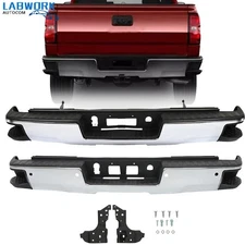 Steel Rear Bumper Assembly Chrome For 2014-2018 Chevy Silverado 1500 GMC Sierra