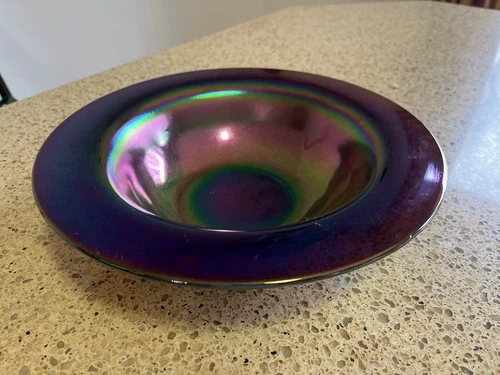 Fenton Amethyst Plum Carnival Iridescent Art Glass Bowl 11" Across