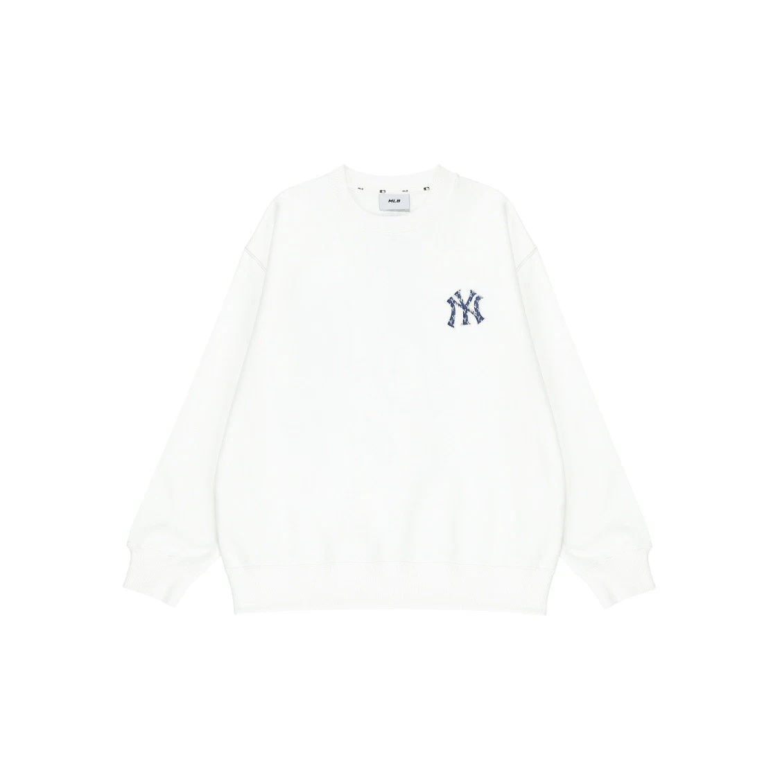 Solid Color Logo Print Sports Crewneck Pullover Unisex in White