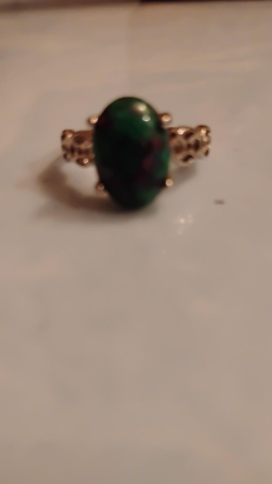 Ruby Zoisite Silver Tone Cabochon Ring Size 8 Ova… - image 11