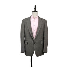 Vintage 60s 70s 40 R Bespoke Herringbone Tweed Sport Coat Blazer Jacket Wool USA