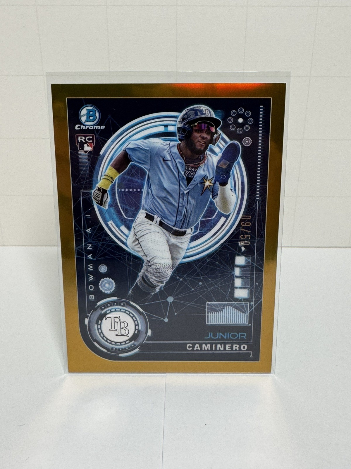 2024 Bowman Chrome Junior Caminero #BAI-20 Rookie Bowman AI Insert Gold /50 (RC)