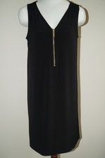 $98  Michael Kors Women Black  V-Neck Zip Dress Size M