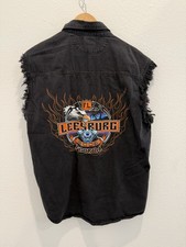 Lightening Clothing Mens M Leesburg 2006 Eagle Biker Denim Cut Off Vest Jacket
