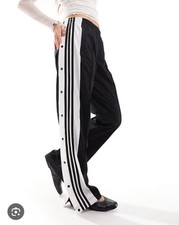 adidas Primegreen Women's Black White Snap Track Pants 2X Striped