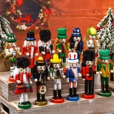 12 Pcs Christmas Nutcracker Ornaments Wooden Soldier Hanging Decorations 5.2