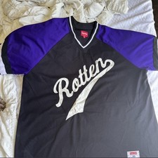 Supreme Rotten 99 Men's Baseball Jersey Black Purple White Size M Shirt