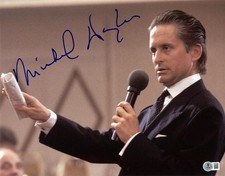 Michael Douglas Signed Autograph Wall Street 11X14 Photo BAS Beckett