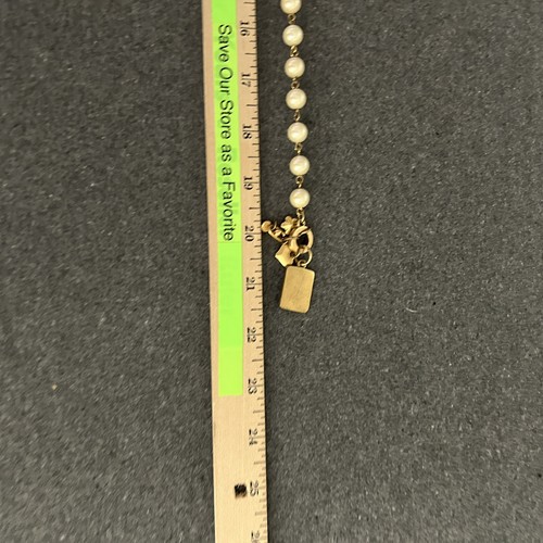 Cabi Heritage Pearl Necklace Gold Tone Charms Toggle Rhinestone 20" Style 2125 - Picture 10 of 11