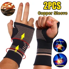 Copper Wrist Brace Support Compression Sleeve Arthritis Gym Carpal Tunnel Injury