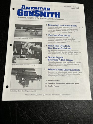 #ad AMERICAN GUNSMITH MARCH 1998 REMOVING A LIVE ROUND SAFELY $12.00