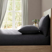 Image of Lazy Linen 100% Washed Charcoal Linen Fitted Sheet Deep 36cm, 3 Sizes