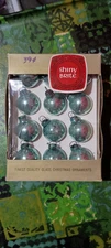 1965 Vintage Shiny Brite Feather Tree small Aqua glass Christmas ornaments