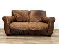 SOFA 2 Seater Contempo Italian Tobacco Leather Sewn In Cushions FREE DELIVERY