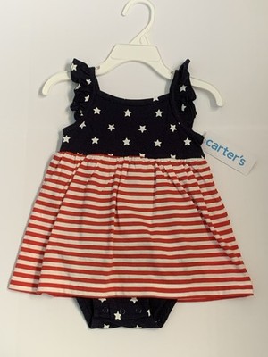 NWT Carter s Toddler Girl 9 Month 1 Piece Patriotic American Flag Sunsuit