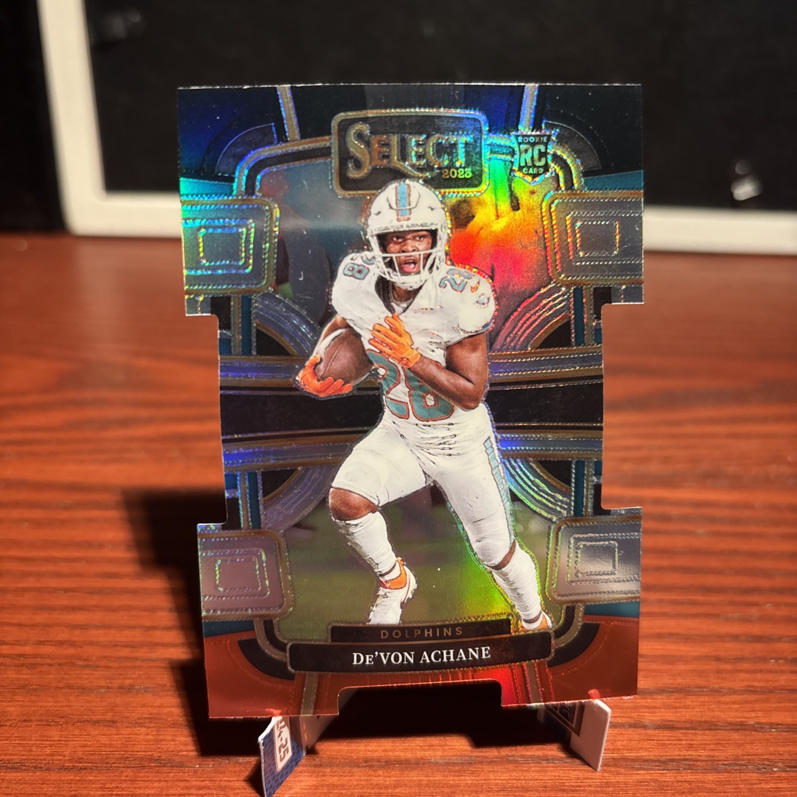 2023 Panini Select - Concourse De'Von Achane #63 Black & Red Prizm Die-Cut (RC)