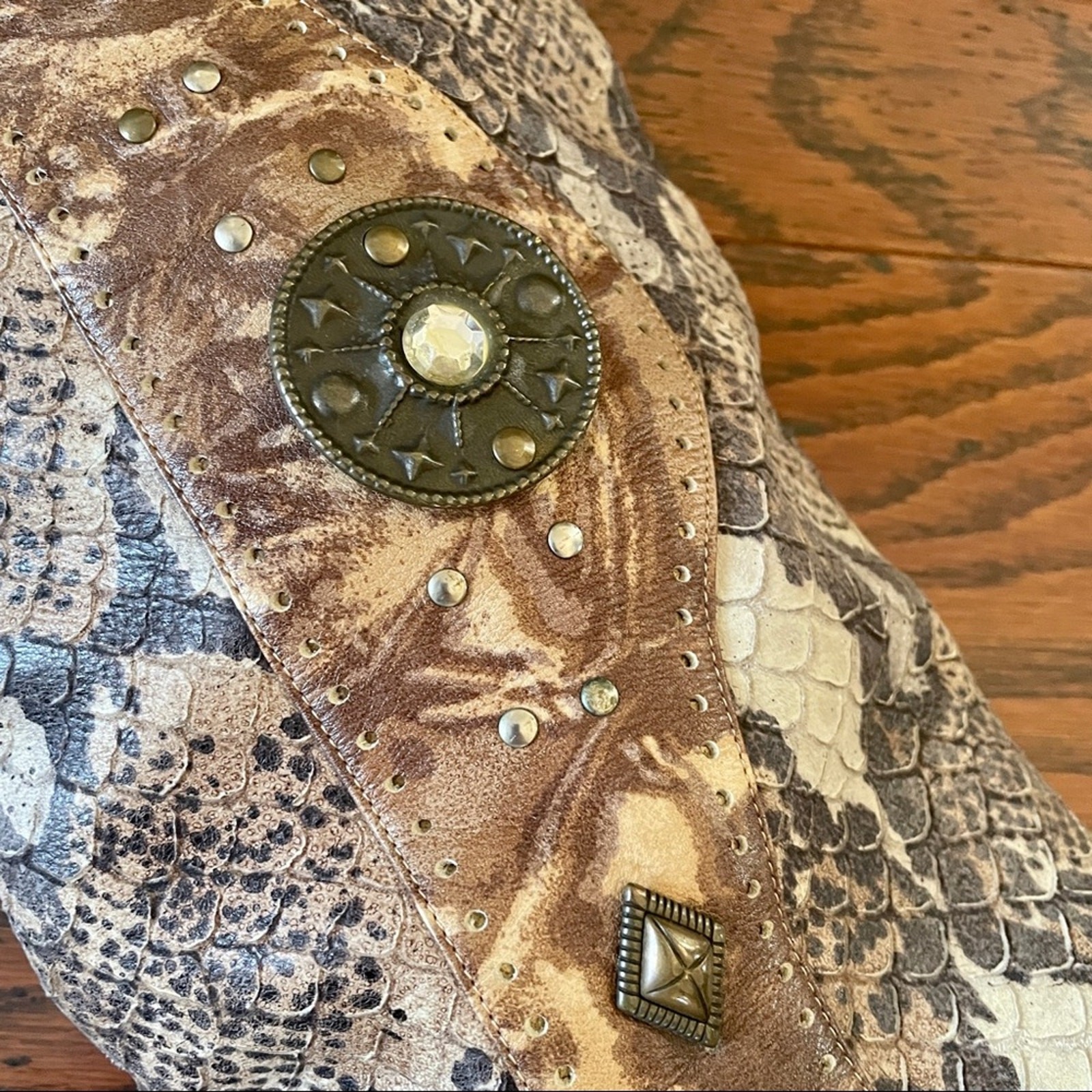 Peter Fox Python Embossed Slouchy Western Boots w… - image 2