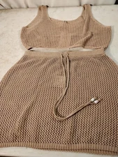 NWT TiNiBiKiNi Bikini Swimwear Cover Up 2 Piece Taupe Large Boho