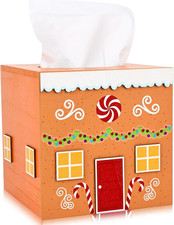 Gingerbread House Wooden Tissue Box Cover for Christmas Decor