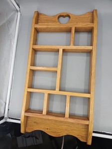 Vintage Wooden Knick Knack Shelf. 25 X 12.5” x 2" 9 Shelves Heart 