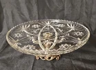 Vtg Anchor Hocking Prescut Serving Glassware Star Of David Cake Stand Metal Base