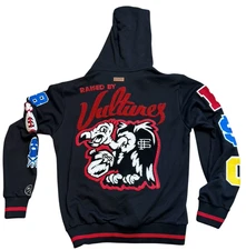 Fly Supply FINESSE Vulture $ Zip Hoodie Men Black Jacket Patches Chain Stitch XL