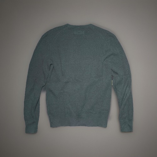 ALLSAINTS Sweater Men's Small Grey Argg Waffle Knit Crew Neck Long Sleeve - Picture 2 of 7