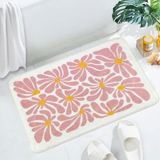 Bathroom Mat Cute Flower Bath Rug Soft Cozy Microfiber Slip Floor Carpet Decor