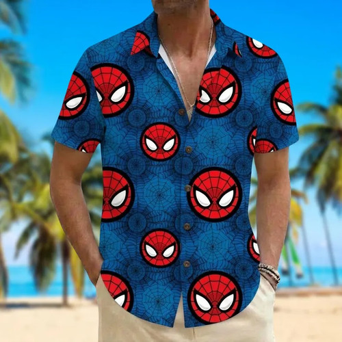 Spider-Man Hawaiian Shirt, Marvel Spiderman Summer Button Shirt Spider-Man Web  - Picture 1 of 6