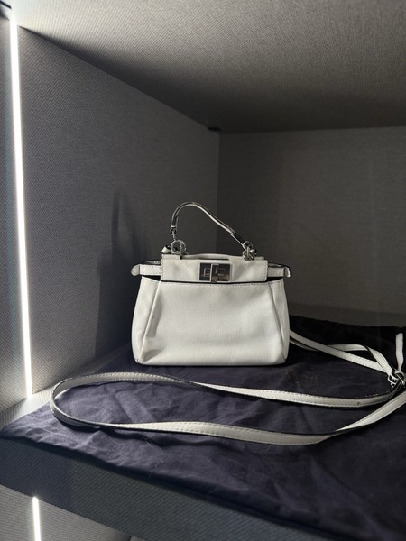 Fendi Peekaboo Mini Pocket Leather Handbag White