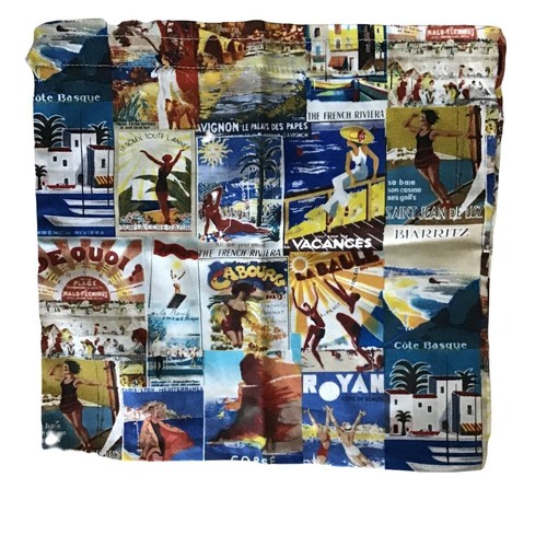 Vintage Fabric Thick Cotton 'Home Made' Shoe Bag/Scarf Pouch/New/French Riviera - Imagen 2 de 6