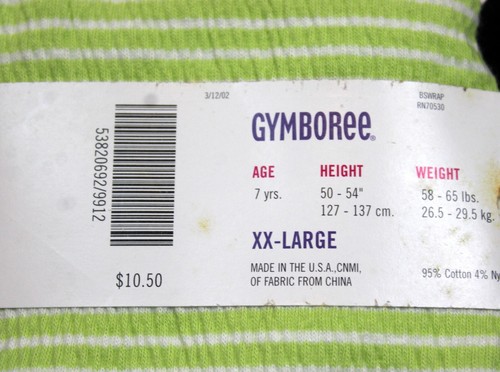 NEW 2002 Gymboree Strawberry Fields Bikes Shorts sz 7 Green Stripes Lettuce Edge - Picture 4 of 5