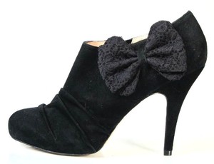black bow ankle boots