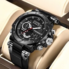 Luxury Men's Watch Quartz Diver Sport Digital Analog 5ATM Waterproof Wristwatch