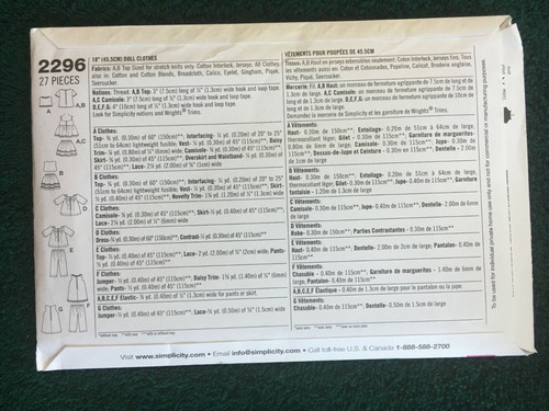 Simplicity Doll Patterns ~ All Patterns are Size 18 * ~ * ~ * ~ * ~ Listing 1478 - Picture 77 of 113