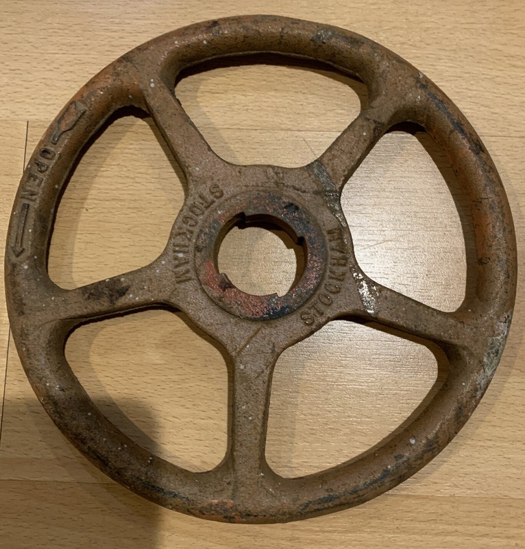 VINTAGE 10” CAST IRON STEAMPUNK SHUT OFF VALVE STOCKHAM Wheel Art Crafts