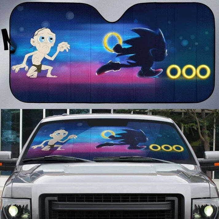 Custom Car Auto Sunshade Sonic And LOTR My Precious