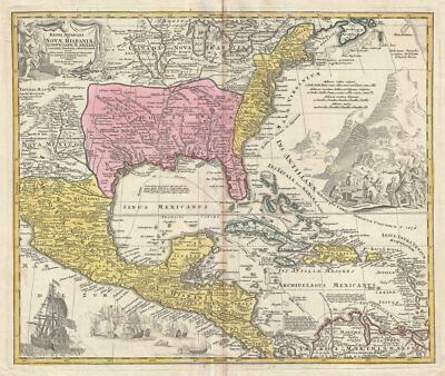 1715 Homann Map of North America and the West Indies | eBay