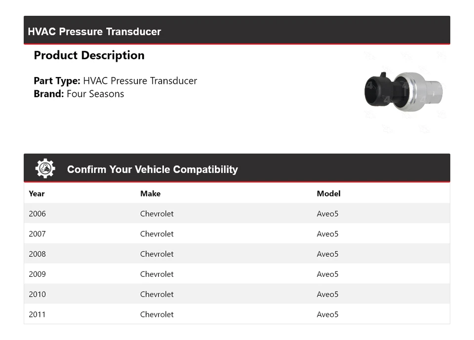 For 2006-2011 Chevrolet Aveo5 HVAC Pressure Transducer 4 Seasons 2007 2008 2009 - Image 2 of 4