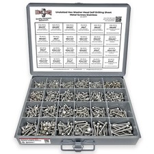 Unslotted Hex Washer Head Self Drilling Sheet Metal Screws Stainless - 1336 pcs